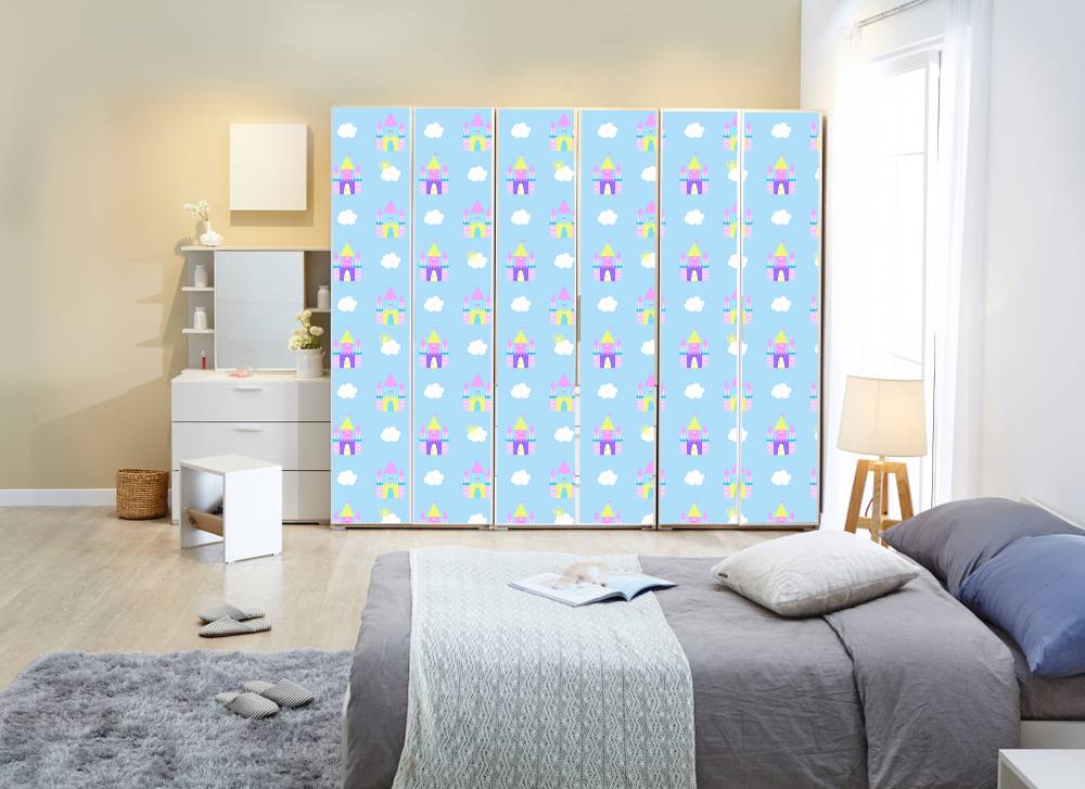 Pink Temple Sketch Self Adhesive Sticker For Wardrobe