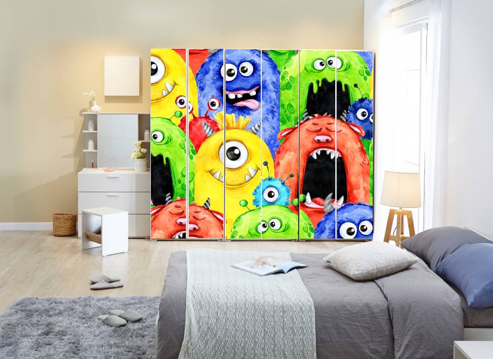 Cartoon Character Art Self Adhesive Sticker For Wardrobe