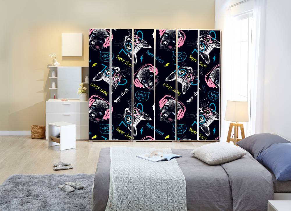 Super Star Kitty Self Adhesive Sticker For Wardrobe