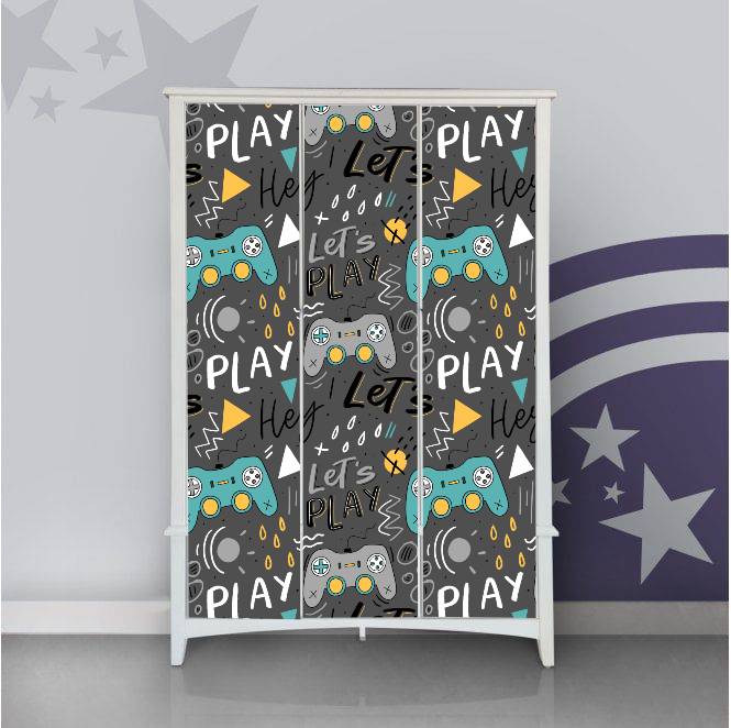Lets Play Game Self Adhesive Sticker For Wardrobe