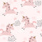Pink Horses Sketch Self Adhesive Sticker For Wardrobe