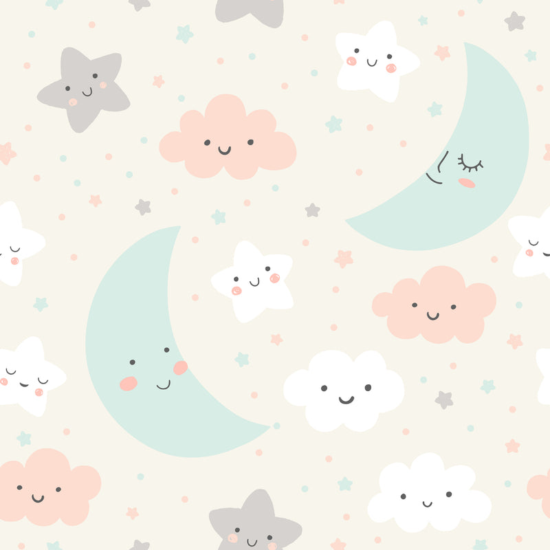 Moon And Star Sketch Self Adhesive Sticker For Wardrobe