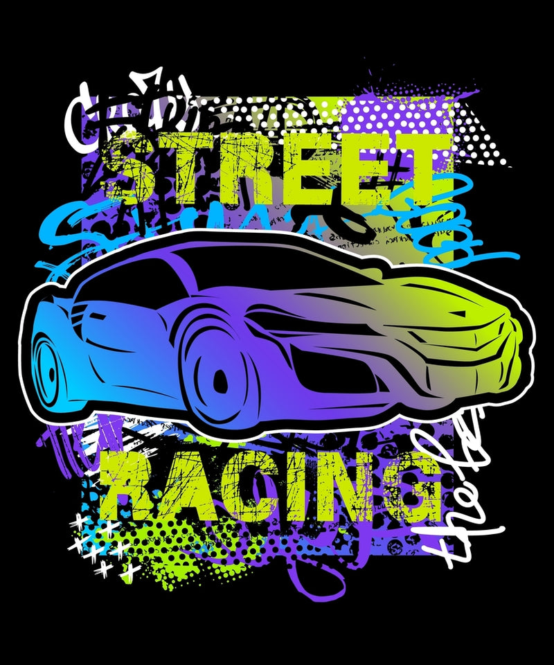 Street Racing Self Adhesive Sticker For Wardrobe