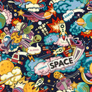 Space Crafts Drawing Self Adhesive Sticker For Wardrobe