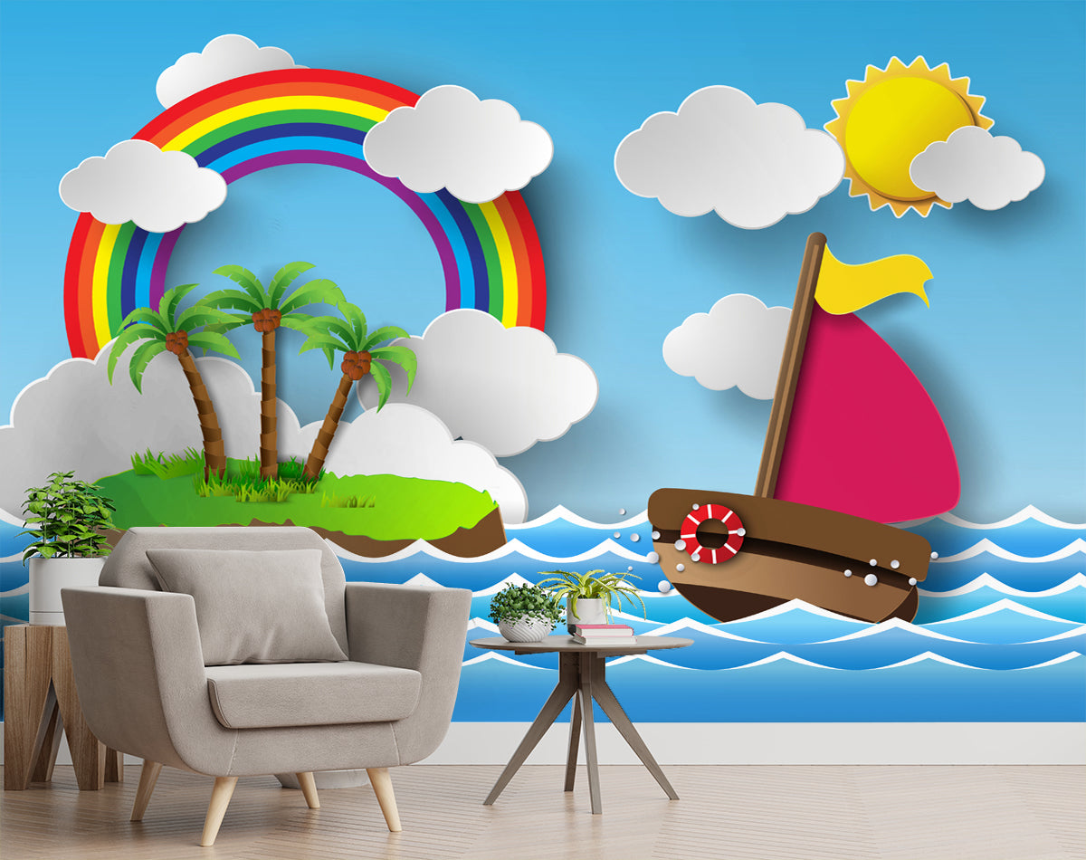 3D Island, Ocean Kids Wallpaper for wall