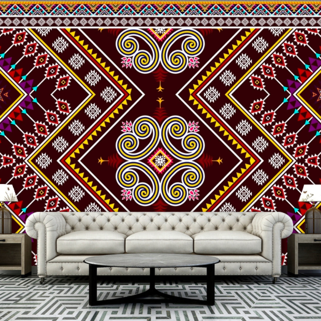 Ikat Ethnic Wallpaper