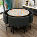 Orange Blue Round Mandala Art Self Adhesive Sticker For Table