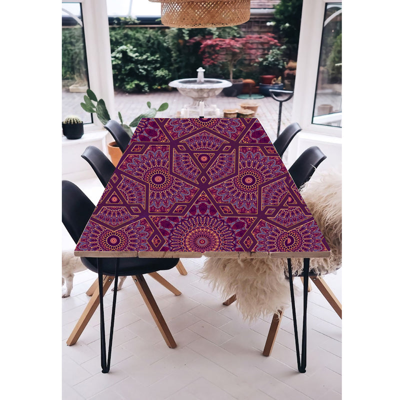Pink Shaded Indian Mandala Art Self Adhesive Sticker For Table