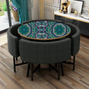 Green Shaded Mirror Pattern Mandala Art Self Adhesive Sticker For Table