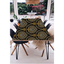 Yellow Black Leaf Mandala Art Self Adhesive Sticker For Table