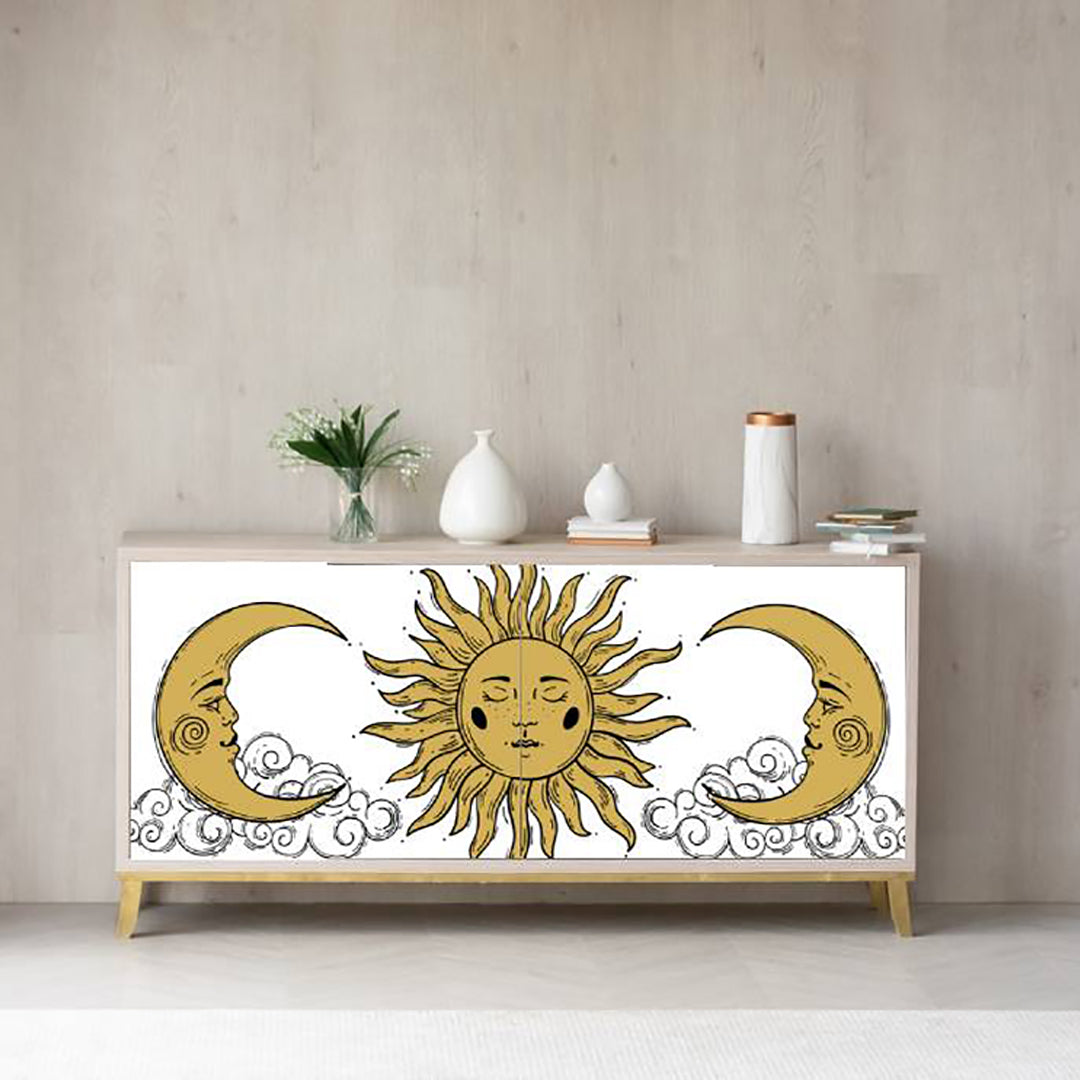 Faced Sun Moon Sticker