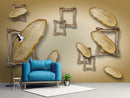 Golden Metallic Feather Custom Wallpaper