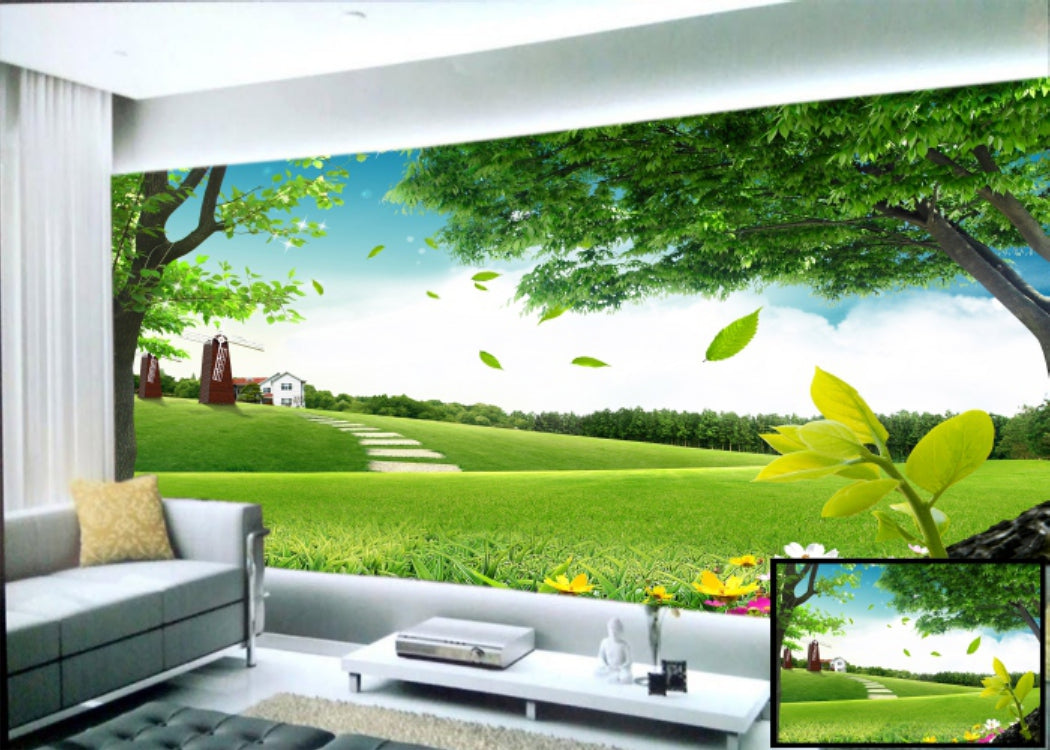 House In Green Area wallpaper for wall
