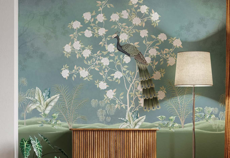 Peacock Chinoiserie Wallpaper