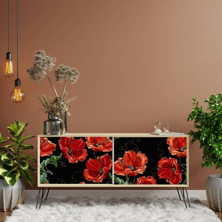 Red Floral Sicker