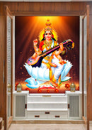 Beautiful White Saraswati customised Wallpaper