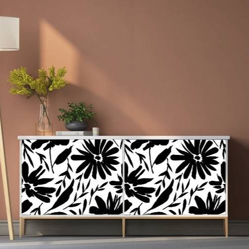 Black Floral Sticker
