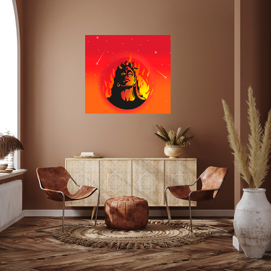 Adiyogi Painting Self Adhesive Sticker Poster