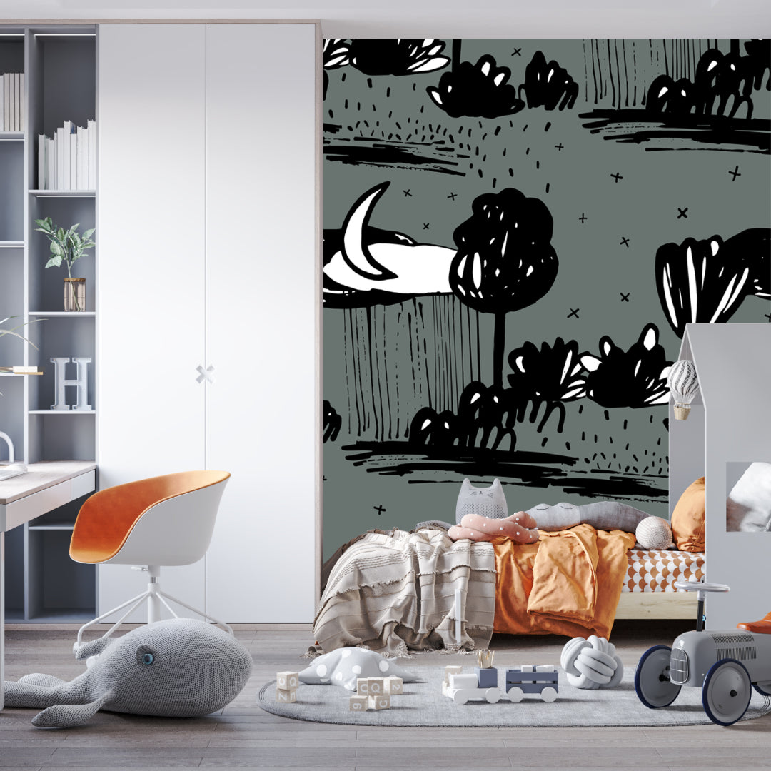 White Moon Grey Wallpaper