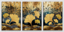 Golden Leafy Canvas, Set Of 3