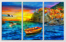 Cinque Terre Watercolour Painting, Set Of 3