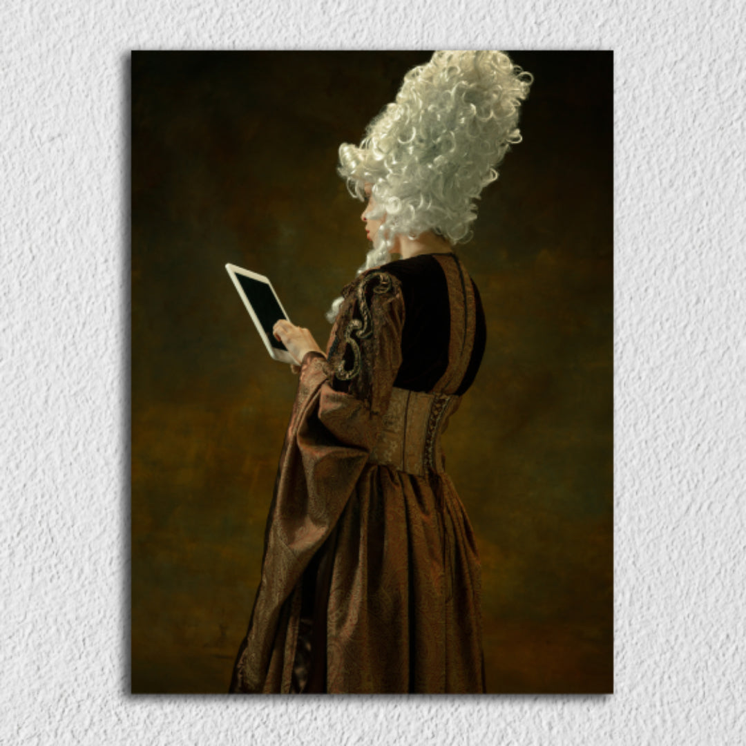 Brown Vintage Lady Painting