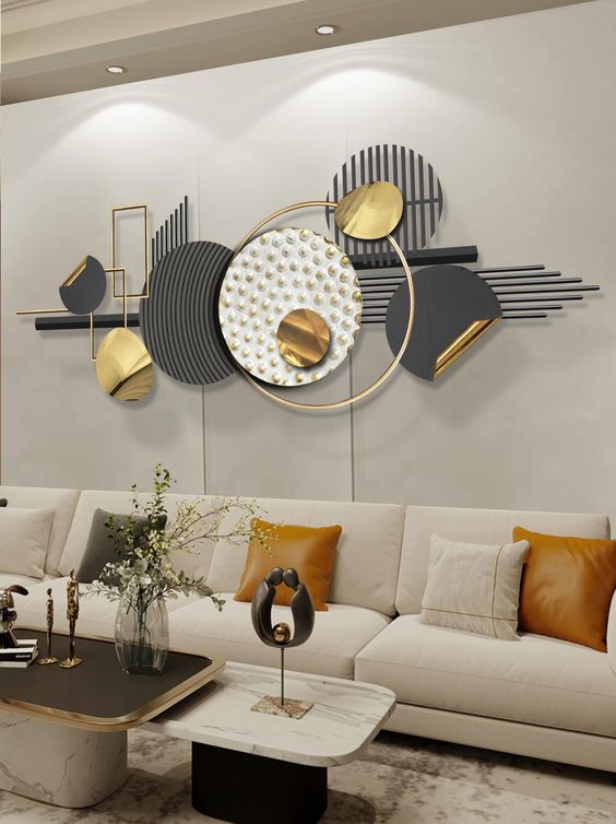 Multicoloured Geometric Metal Art Décor