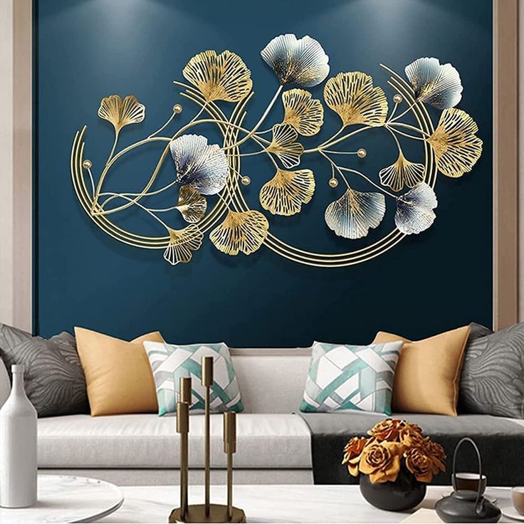 Golden And Grey Horizontal Metal Art Décor
