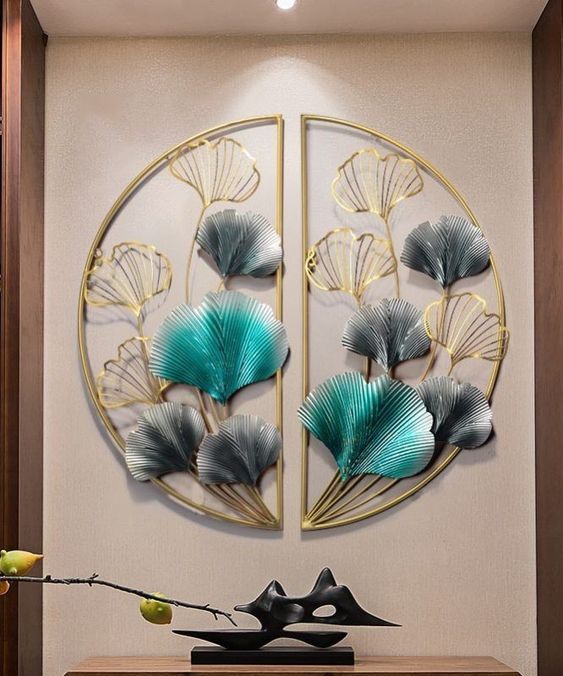 Moon Floral Pattern Metal Art Décor