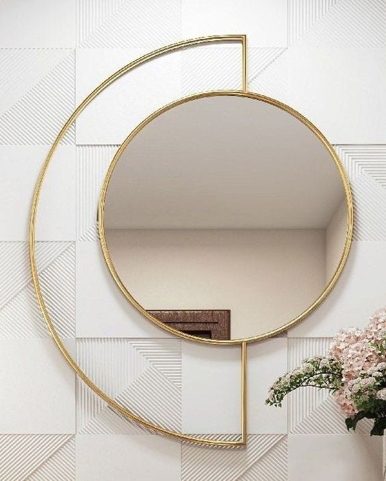 Half Moon Shaped Metal Wall Mirror