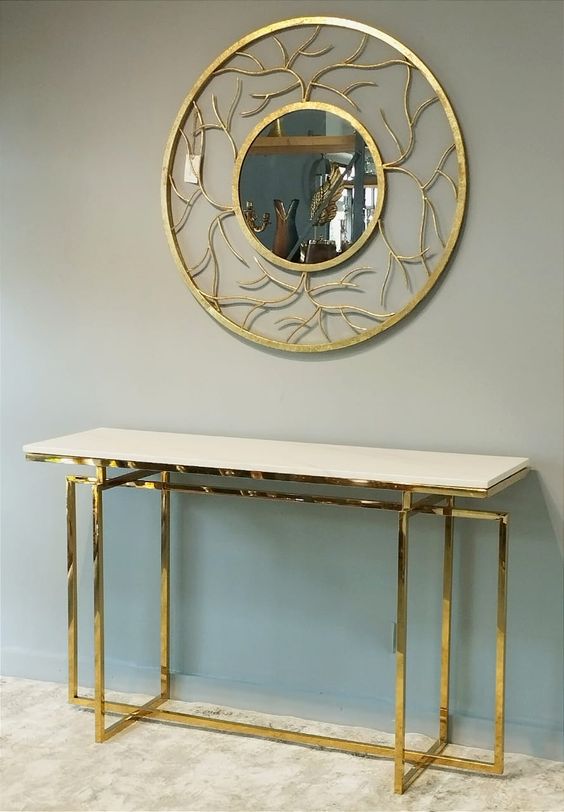 Antique Gold Toned Metal Wall Mirror