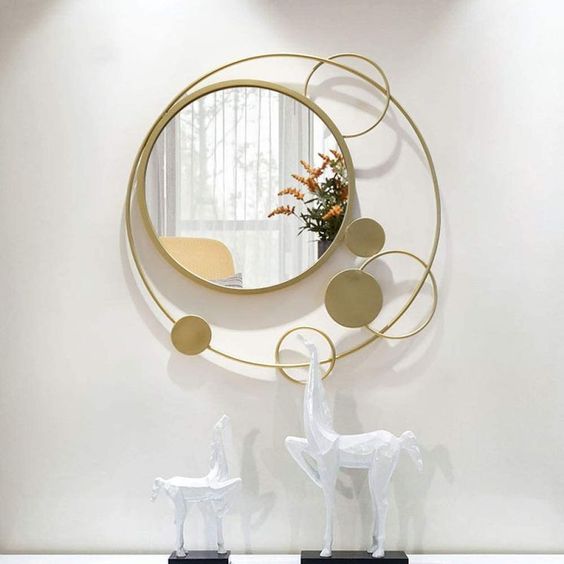 Over Circles Pattern Metal Wall Mirror