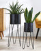 Set of 2 Black Metal Planter Stand