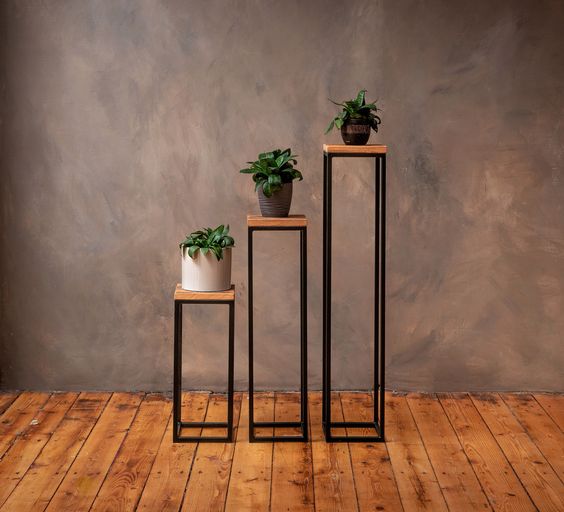 Modern Trio Metal Planters Stand