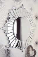Silver Sunburst Theme Metal Wall Mirror