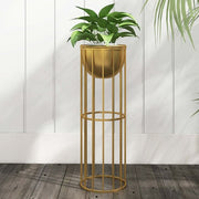 Golden Plant Pot Metal Planter with Stand