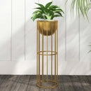 Golden Plant Pot Metal Planter with Stand
