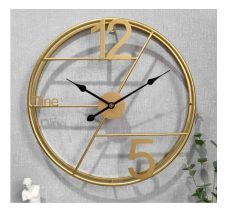 Gold Round Metal Wall Clock