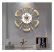 Shining Floral Pattern Metal Wall Clock