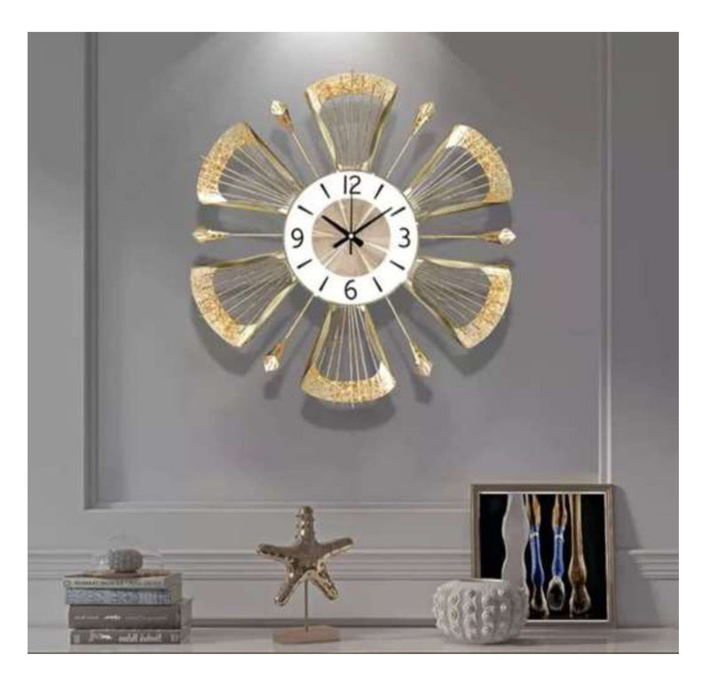 Shining Floral Pattern Metal Wall Clock