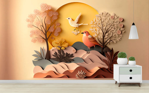 3D Bird Chirping Kids Wallpaper