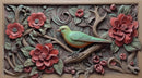 3D Bird With Floral Themed Wooden Wallpaper