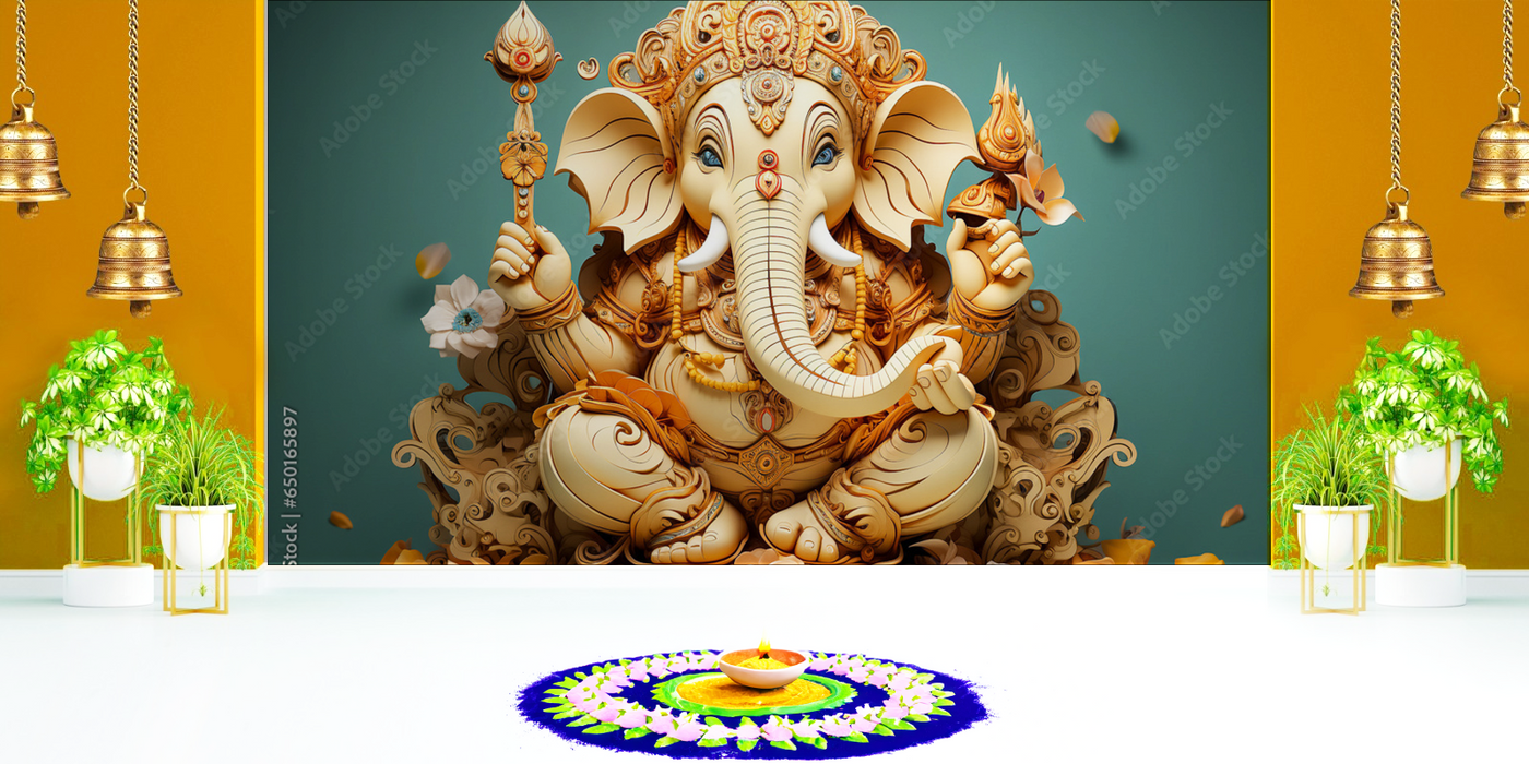 3D Carved Ganesh Ji Wallpaper