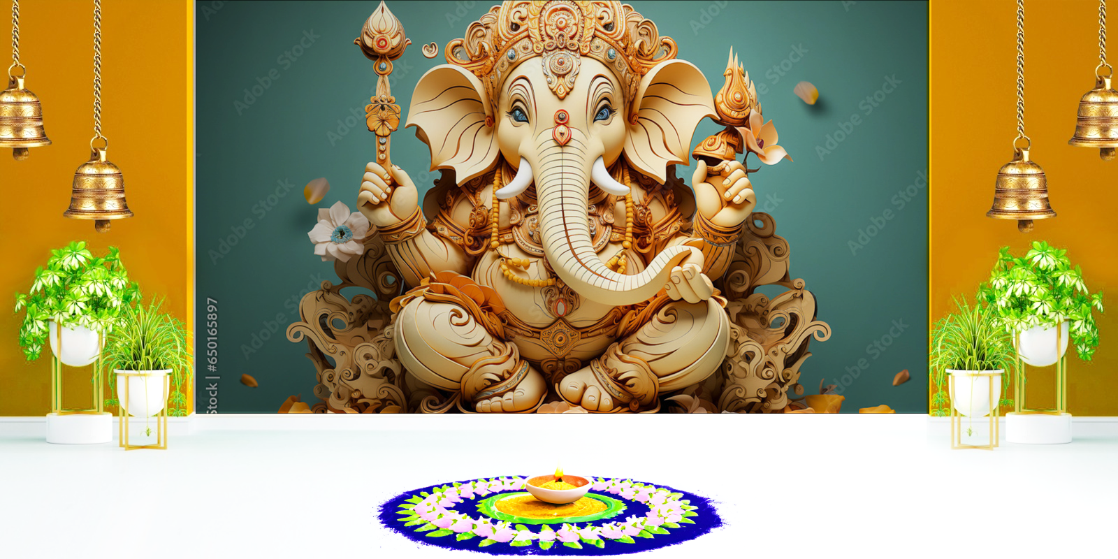 3D Carved Ganesh Ji Wallpaper – Myindianthings