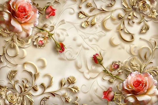 3D Classic Floral Ceiling Wallpaper