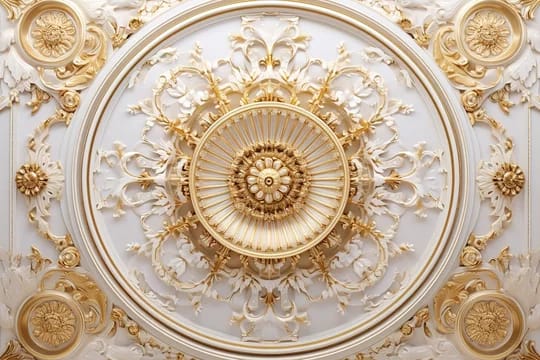 3D Classic Gold Theme Ceiling Wallpaper