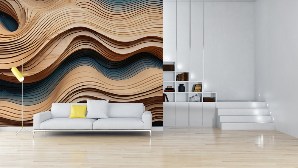 3D Elegance Wooden Wallpaper