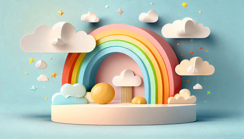 3D Rainbow House Look Kids Wallpaper