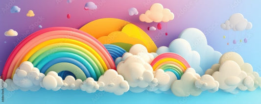 3D Rainbow Themed Kids Wallpaper