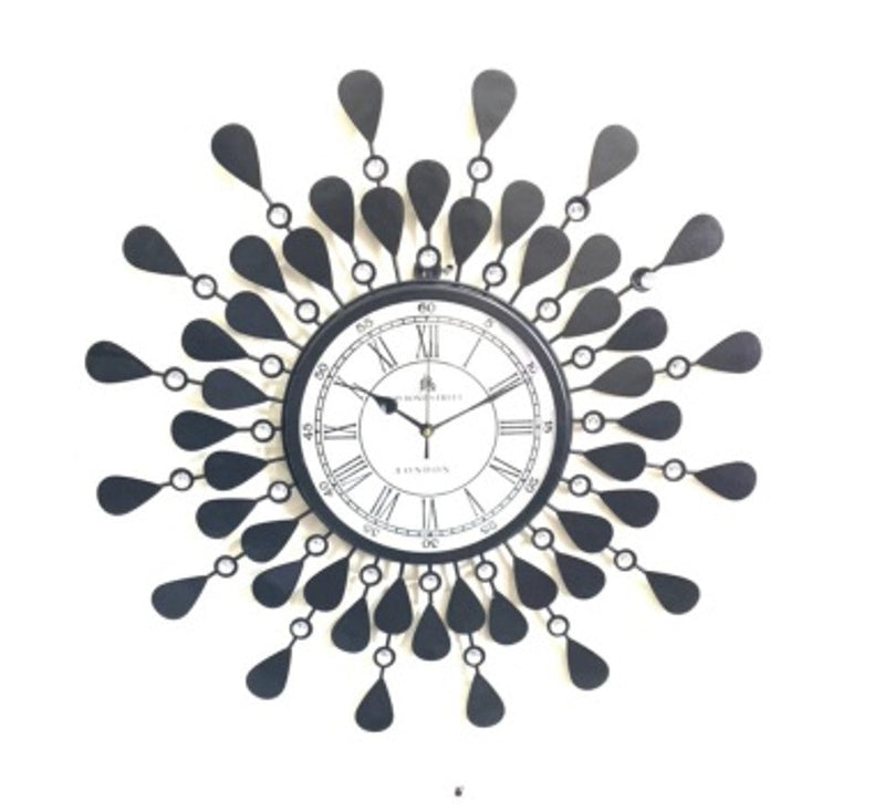 Crystal embedded Black Wall Clock